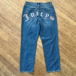 Juicy Couture Belvedere High Rise Distressed Jeans - Pink Logo Y2K - Size 32